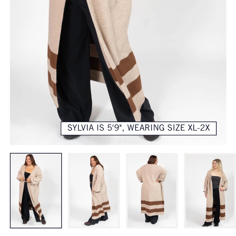 Smash + Tess Mabel Beige and Brown long Cardigan